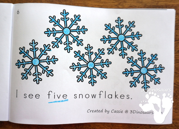 Free Counting Snowflake Number Easy Reader Book - numbers 1 to 10 in a fun easy to use book - 3Dinosaurs.com