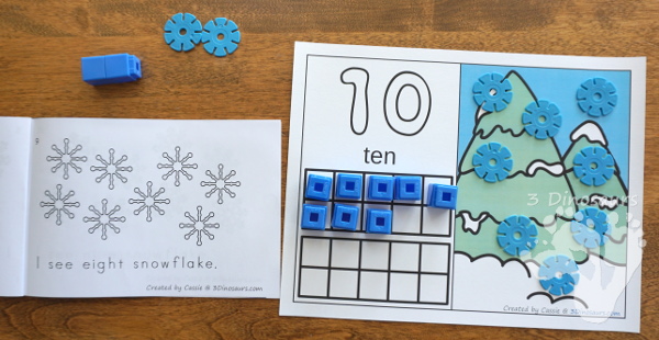 Free Counting Snowflake Number Easy Reader Book - numbers 1 to 10 in a fun easy to use book - 3Dinosaurs.com