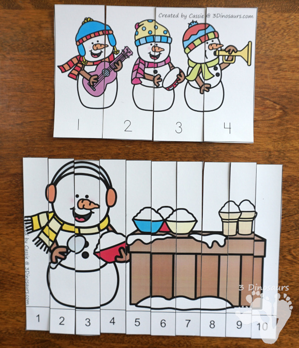 Snowman Themed Pack for PreK and Kindergarten with 150 pages of activities, cards, easy reader books and no-prep printables - 3Dinosaurs.com