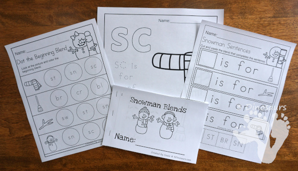 Snowman Themed Pack for PreK and Kindergarten with 150 pages of activities, cards, easy reader books and no-prep printables - 3Dinosaurs.com