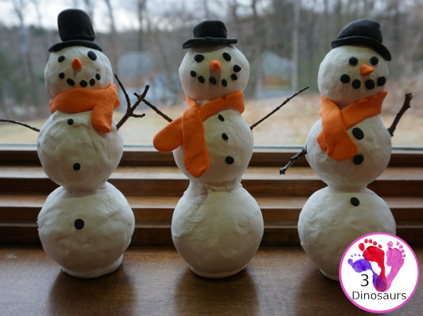 Standing Model Magic Snowman - a fun model magic craft that is great for fine motor and for kids to use in this fun craft - 3Dinosaurs.com