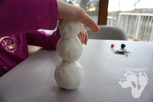 Standing Model Magic Snowman - a fun model magic craft that is great for fine motor and for kids to use in this fun craft - 3Dinosaurs.com