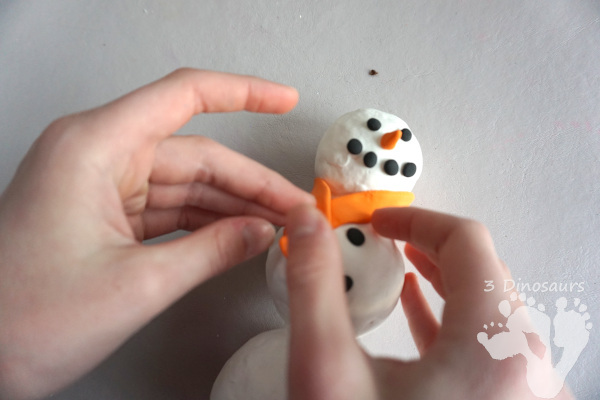 Standing Model Magic Snowman - a fun model magic craft that is great for fine motor and for kids to use in this fun craft - 3Dinosaurs.com