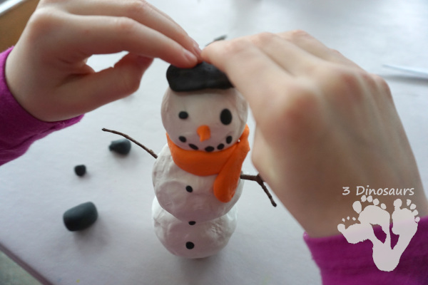 Standing Model Magic Snowman - a fun model magic craft that is great for fine motor and for kids to use in this fun craft - 3Dinosaurs.com