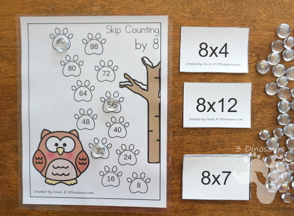 Free Winter Woodland Skip Counting Tracks - Work on skip counting from 1 to 12 with these 12 skip counting sheets - 3Dinosaurs.com