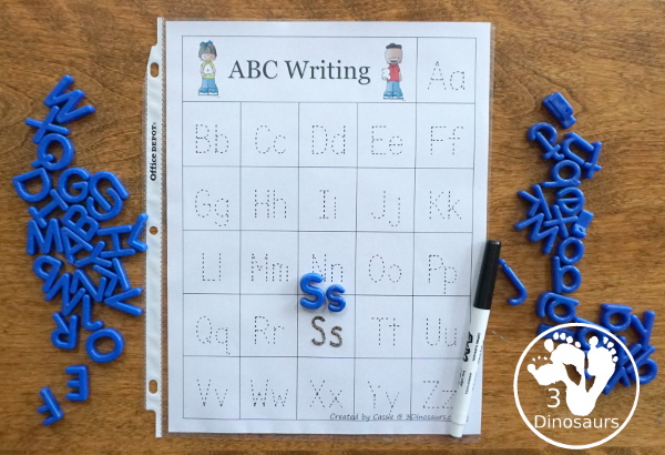 Free ABC Tracing Chart For PreK & Kindergarten - 3 charts with uppercase and lowercase together, uppercase only and lowercase only for kids to see all the letters together and trace them - 3Dinosaurs.com