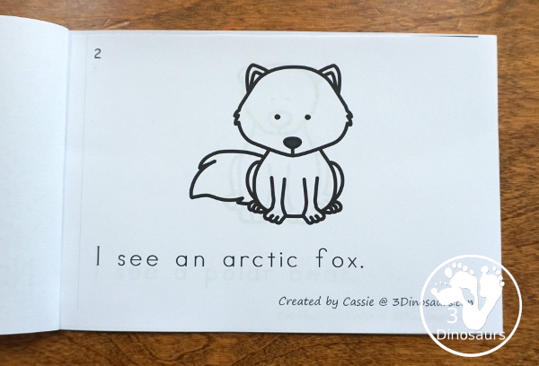 Free Arctic Animals Easy Reader Book- a fun 10-page book that is great to use with kids. You can see 9 different arctic animals with a simple sentence and sight words - 3Dinosaurs.com