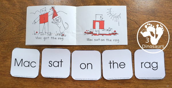 Early Reading Printables BOB Books Printables: Set 1 Book 4 Mac - with 5 fun activities for kids to use with books working on CVC and first sight words - 3Dinosaurs.com