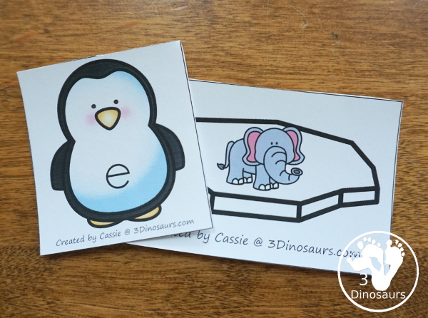 Free Penguin ABC Matching Printable - with iceberg pictures and matching abc penguins for matching all 26 letters of the alphabet - 3Dinosaurs.com