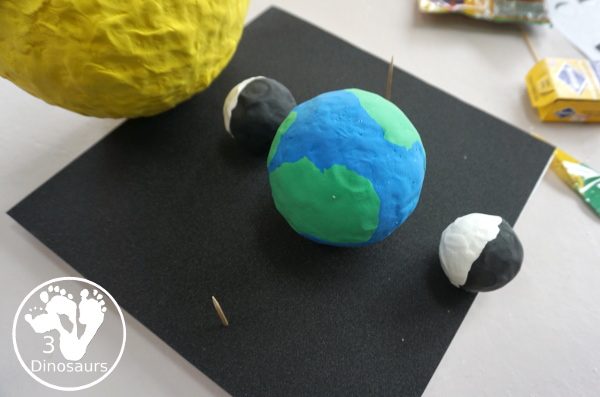 Model of the Phase of the Moon with Midnight at the Moon - a fun 3D model to make to show the phase of the moon and how it goes around the Earth - 3Dinosaurs.com