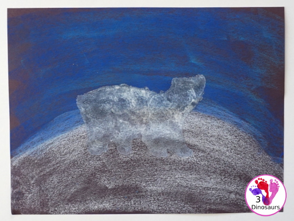 Polar Bear Pastel Chalk - a fun and simple to do a polar bear activity that is great for a winter polar animal theme - 3Dinosaurs.com