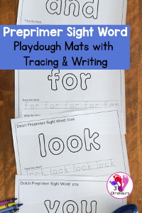 Free Preprimer Sight Words Playdough Mats with Tracing