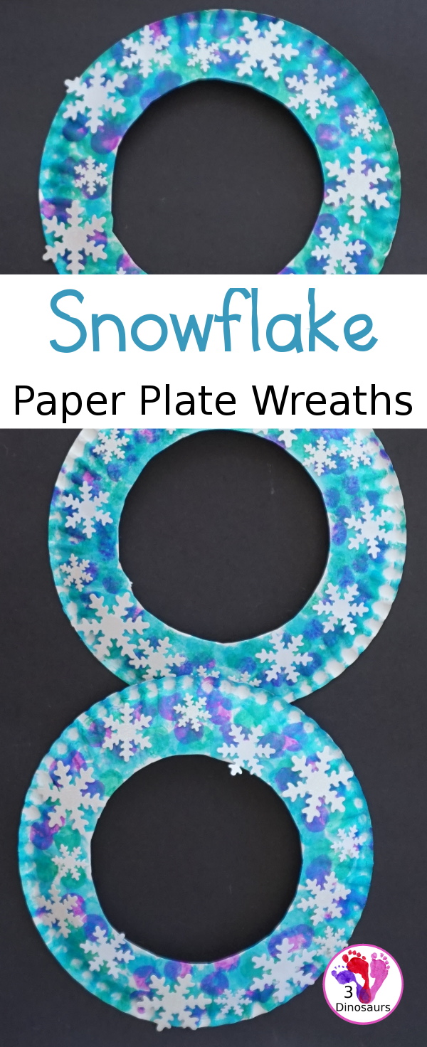 Snowflake Paper Plate Wreath - a simple snowflake themed wreath you can make in the winter - 3Dinosaurs.com