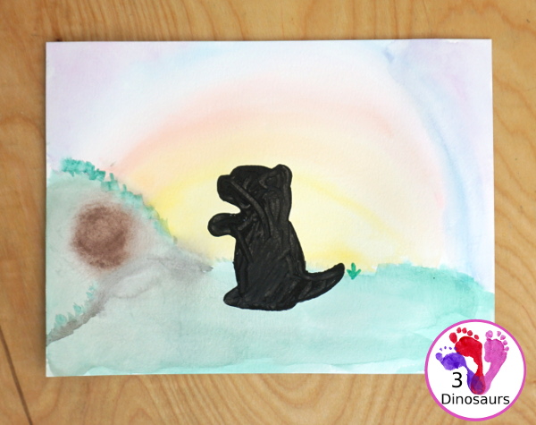 Groundhog Shadow Painting - an easy way to make a fun shadow of a groundhog with a fun painting activity - 3Dinosaurs.com