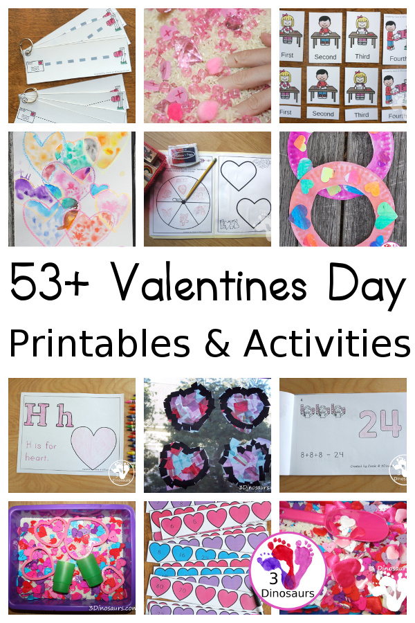 Valentines Activities & Printables on 3Dinosaurs.com