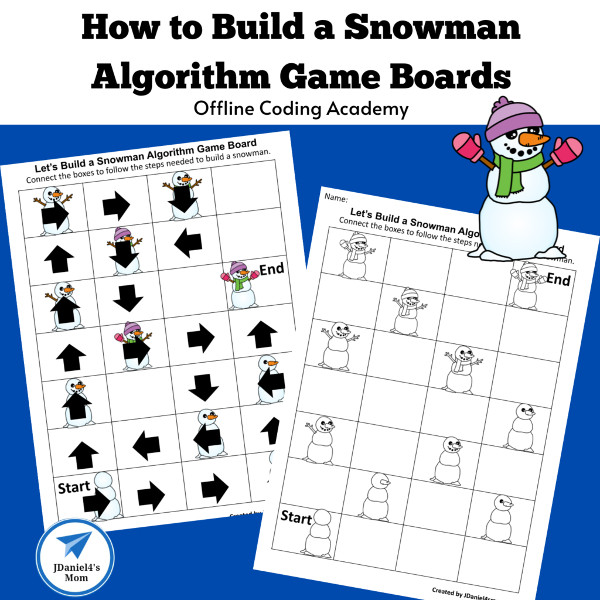 How to Build a Snowman Algorithm Game Boards by JDaniel4's Mom. 