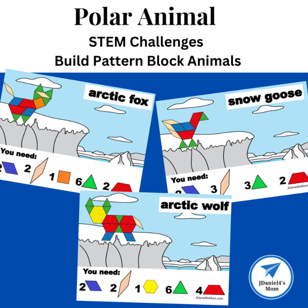 Polar Animal STEM Challenges – Build Pattern Block Animals by JDaniel4's Mom.