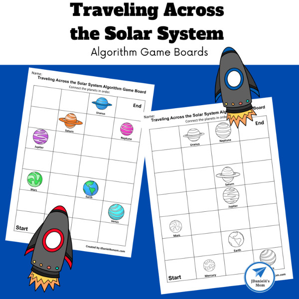 Traveling Across the Solar System Algorithm Game Boards by JDaniel4's Mom.