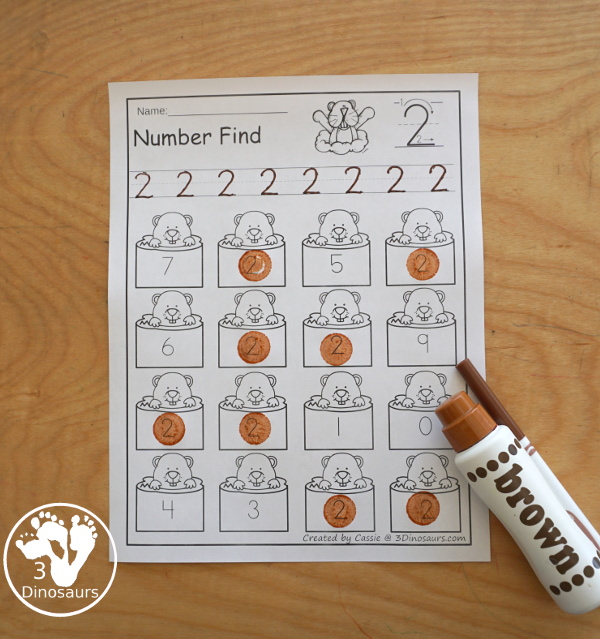 Groundhog Number Find - easy to use no-prep printable numbers 0 to 20 $ - 3Dinosaurs.com