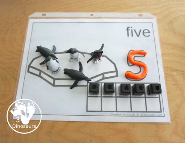 Free Penguin Counting Mats 1 to 10 - with ten counting mats - you have one mat for each number to work on one at at time with ten frames, counting area, and playdough number. - 3Dinosaurs.com