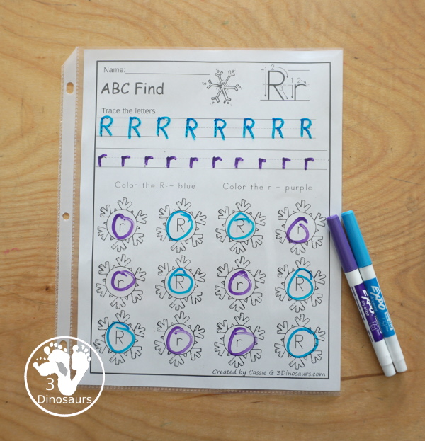 Easy No-Prep Snowflake ABC Find:  Uppercase & Lowercase - easy no-prep printables with a fun snowflake theme 26 pages with uppercase and lowercase together - 3Dinosaurs.com