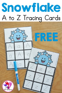 Free Snowflake ABC Tracing Cards Printable