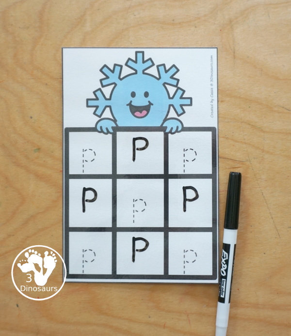 Free snowflake ABC Tracing Cards with a 3 by 3 tracing rows of uppercase and lowercase letters. A fun way to change handwriting for kids with all 26 letters of the alphabet. - 3Dinosaurs.com