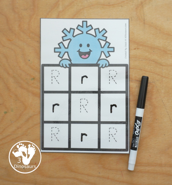 Free snowflake ABC Tracing Cards with a 3 by 3 tracing rows of uppercase and lowercase letters. A fun way to change handwriting for kids with all 26 letters of the alphabet. - 3Dinosaurs.com