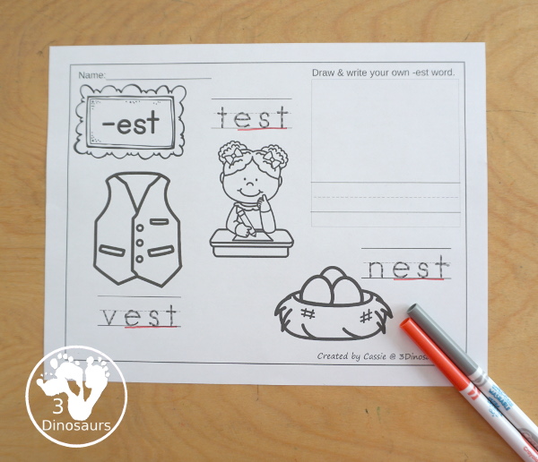 CVCC Word Family Coloring Pages Printables - 21 words with two coloring page options tracing words and writing words with matching vocab cards for kids. A great way to introduce CVCC words for kids. - 3Dinosaurs.com