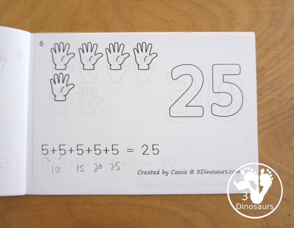 Free Hand Skip Counting by 2 & 5 Easy Reader Books - each book has 14 pages with skip counting numbers, repeat addition, and visual with hand and fingers for the skip counting. - 3Dinosaurs.com