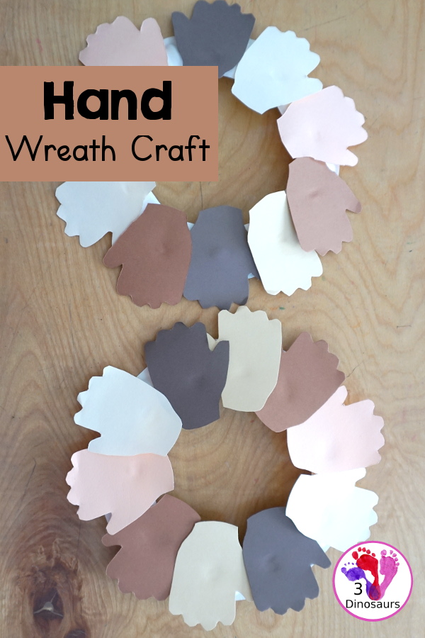 Hand Wreath Craft for working on unity or for a body learning with - a fun hands in different colors of skins to make with kids. - 3Dinosaurs.com