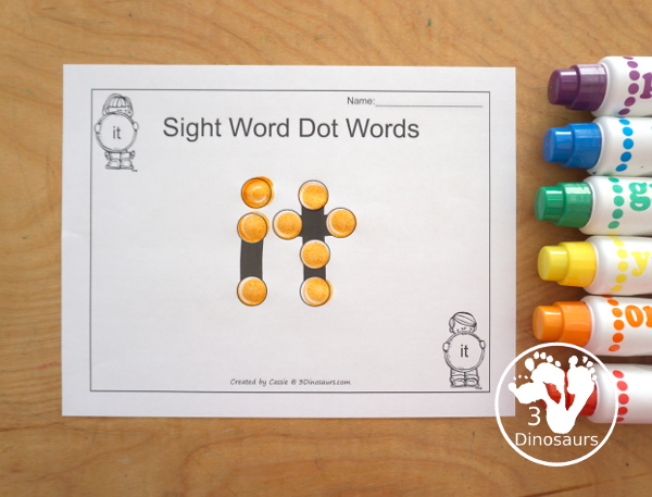 Free Romping & Roaring Preprimer Sight Words Packs Set 5: Is, It, Jump, Little - 6 pages of activities for each preprimer sight words: is, it, jump, little. These are great for easy to use learning centers - 3Dinosaurs.com