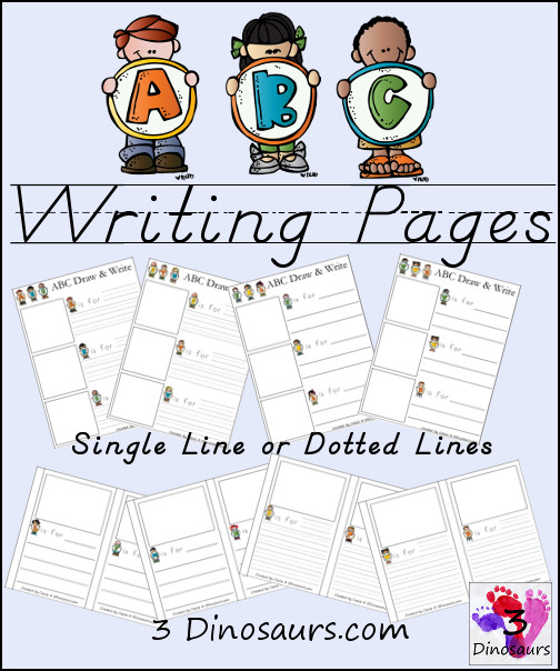 Free ABC Writing Pages - 3 Dinosaurs