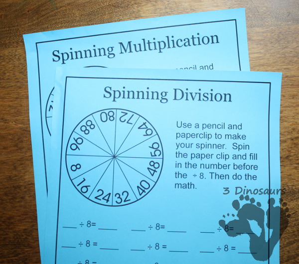 Free Spinning Division Printable: 1 through 12  - 3Dinosaurs.com