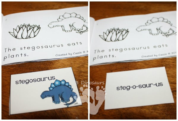 Free Dinosaur Themed Easy Reader book - 16 page book with dinosaur words with sight words eat, what - 3Dinosaurs.com