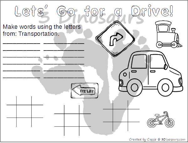 Free Transportation Themed Placemats - 4 different placemats to pick from - 3Dinosaurs.com