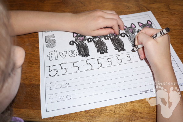 Halloween Themed Number Color & Trace - numbers 0 to 20 with tracing or writing options 44 pages - 3Dinosaurs.com