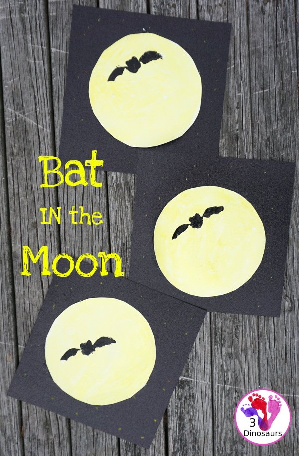 Bat in the Moon - A Fun Halloween Painting - with a fun book tie in for Stellaluna - 3Dinosaurs.com