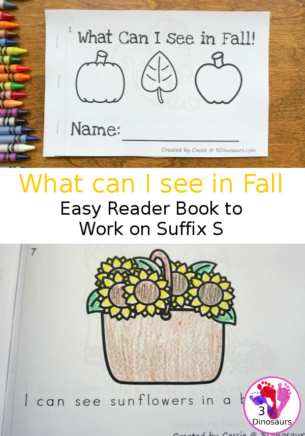 Free I Can See in Fall Suffix S Easy Reader Book - A fun 8 page book for working on suffix s with fall themes in a fun to use book - 3Dinosaurs.com