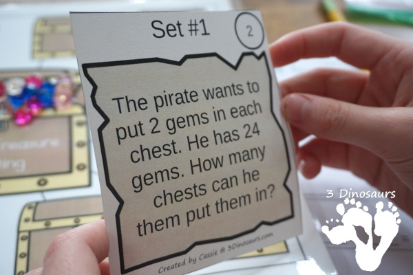 Free Pirate Treasure Division Sorting Task Cards - 2 sets of cards with a recording sheet and sorting mat for hands-on learning - 3Dinosaurs.com #printablesforkids  #freeprintable #3dinosaurs #piratesforkids #division #magictreehouse