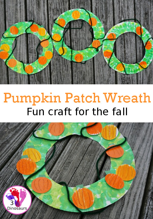 Pumpkin Patch Themed Wreath - easy to make and great for the fall pumpkin wreath - 3Dinosaurs.com