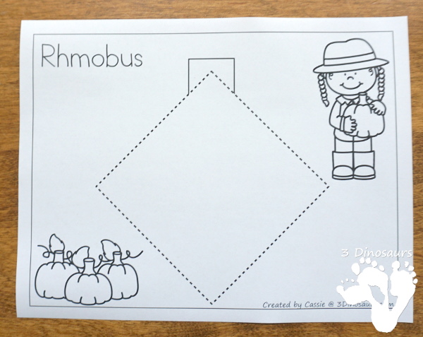 Free Fine Motor Fun With Pumpkin Shape Tracing - with 8 shapes for kids to trace and color - 3Dinosaurs.com