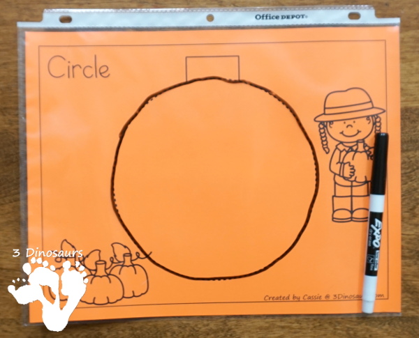 Free Fine Motor Fun With Pumpkin Shape Tracing - with 8 shapes for kids to trace and color - 3Dinosaurs.com