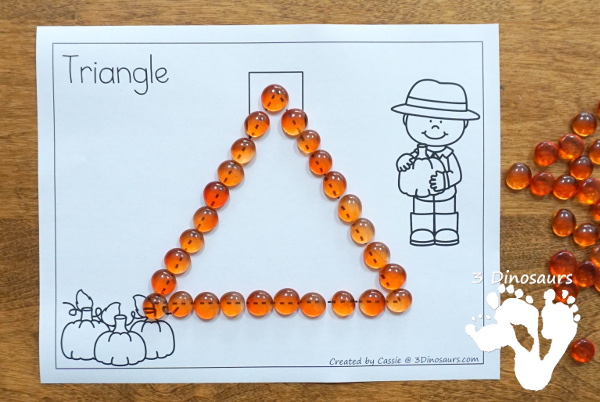 Free Fine Motor Fun With Pumpkin Shape Tracing - with 8 shapes for kids to trace and color a great fall fine motor mat - 3Dinosaurs.com