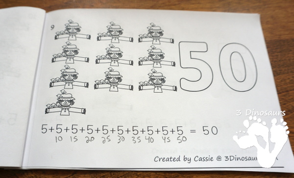 Free Scarecrow Skip Counting by 5s Easy Reader Book - a fun 14 page book with skip counting by 5 on each page. A fun way to learn or review skip counting. - 3Dinosaurs.com