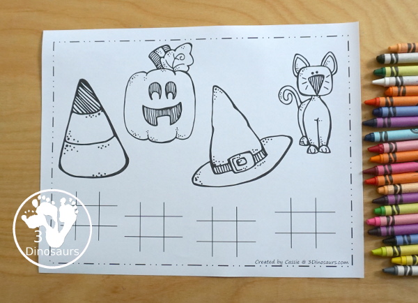 Free Halloween Placemat Printables - 4 fun placemats with different levels of fun for kids to do on Halloween - 3Dinosaurs.com