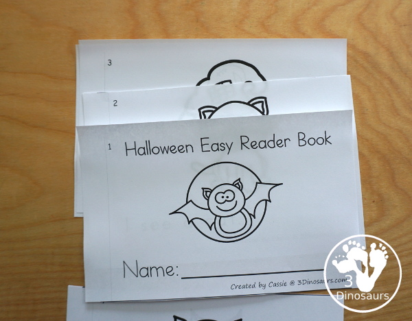 FREE Halloween Easy Reader Book: Short Vowels Words - simple sight word and short vowel words with Halloween themes with sound it out cards and pocket chart sentences - 3Dinosaurs.com