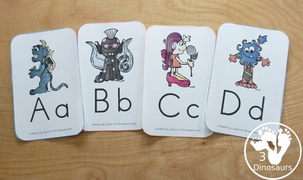 Free Monster ABC & Number Wall Cards - numbers 0 to 20 and all 26 letters of the alphabet - 3Dinosaurs.com