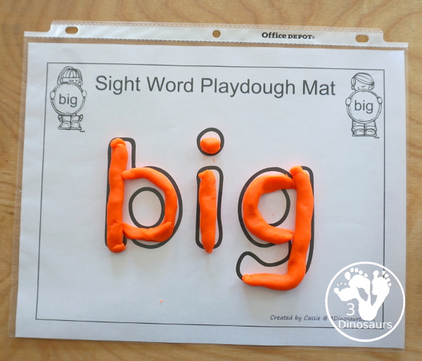 Romping & Roaring Preprimer Sight Words - Sight word playdough mats for kids to have fun with a hands-on learning of the sight words - 3Dinosaurs.com