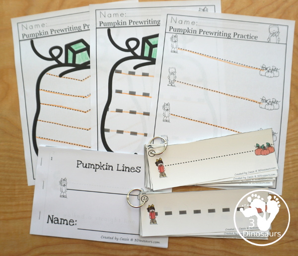 Pumpkin Activities Pack:  Prewriting with no-prep pages, easy reader books,  and tracing strips.- 3Dinosaurs.com